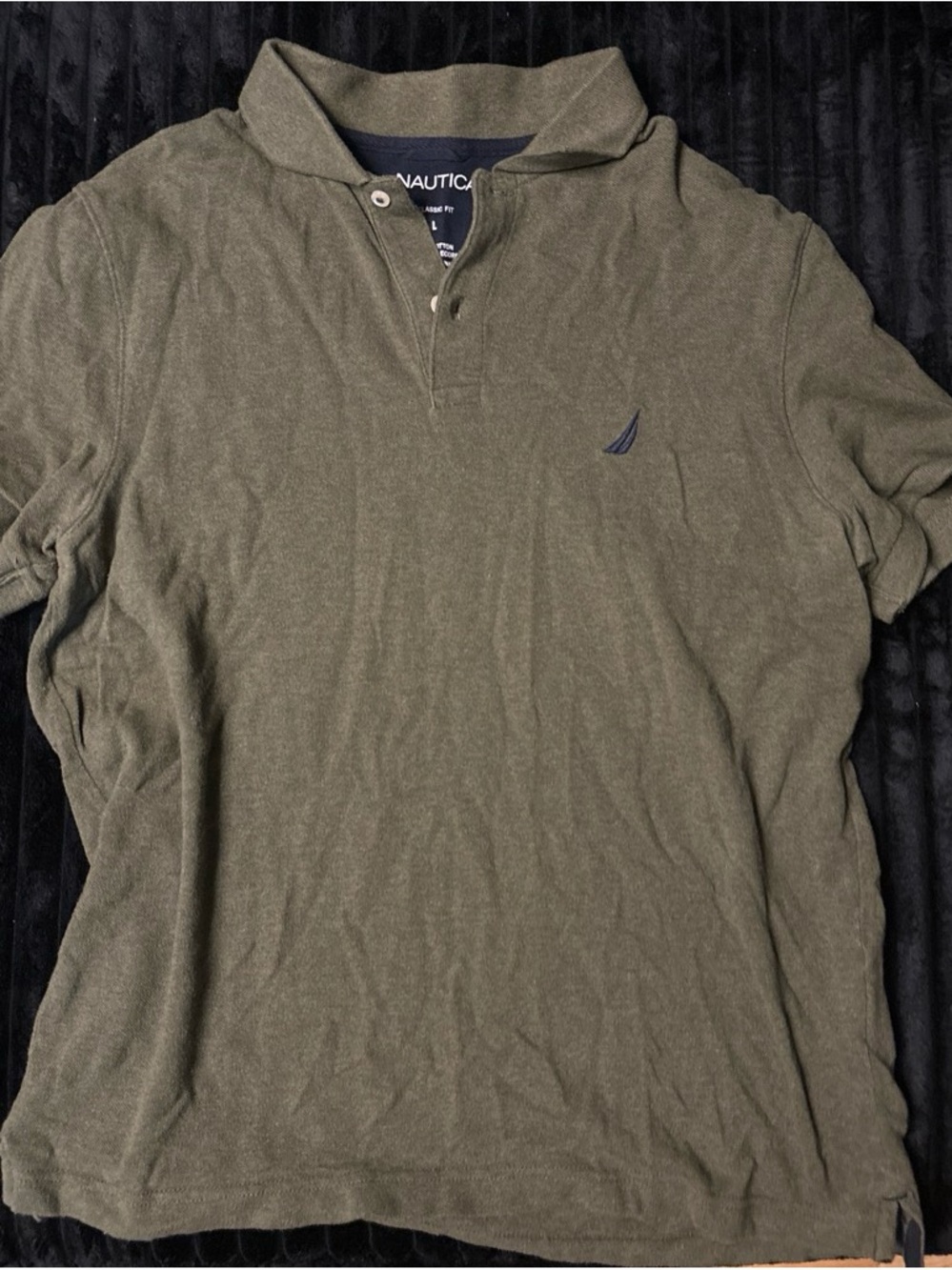 Nautica Men's Olive Polo with Navy Logo